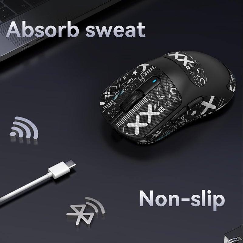 MANBASNAKE Mouse Anti Slip Grip Tape, Pre-Cut Universal Griptape for Superlight Wireless Gaming Mouse Skins, Sweat Resistant, Elastics Refined Side Grips, Easy to Apply, Ultra-thin 0.5mm (0.02in) - Black - Image 5